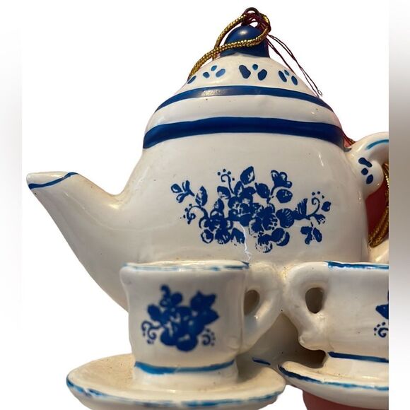 Vintage Christmas Teapot Teacup Ornament - Picture 5 of 13